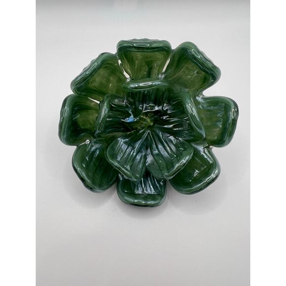 Vintage Green Art Glass Floral Sculpture Decorative Display Piece - Picture 13 of 13